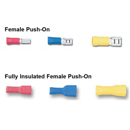 Yellow female 6.3mm FASTON crimp not insulated