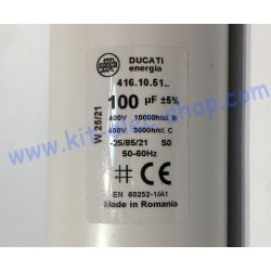 Condensateur de démarrage 100uF 450V DUCATI 416.10.5114