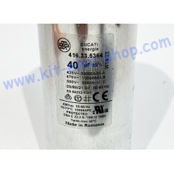 Start-up capacitor aluminium 40uF 400/500VAC DUCATI double faston 416.33.5364