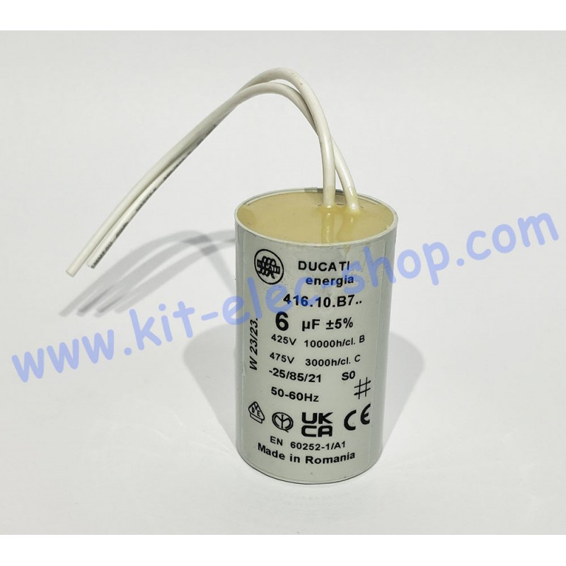 Start-up capacitor 6uF 450V DUCATI wires 416.17.8206