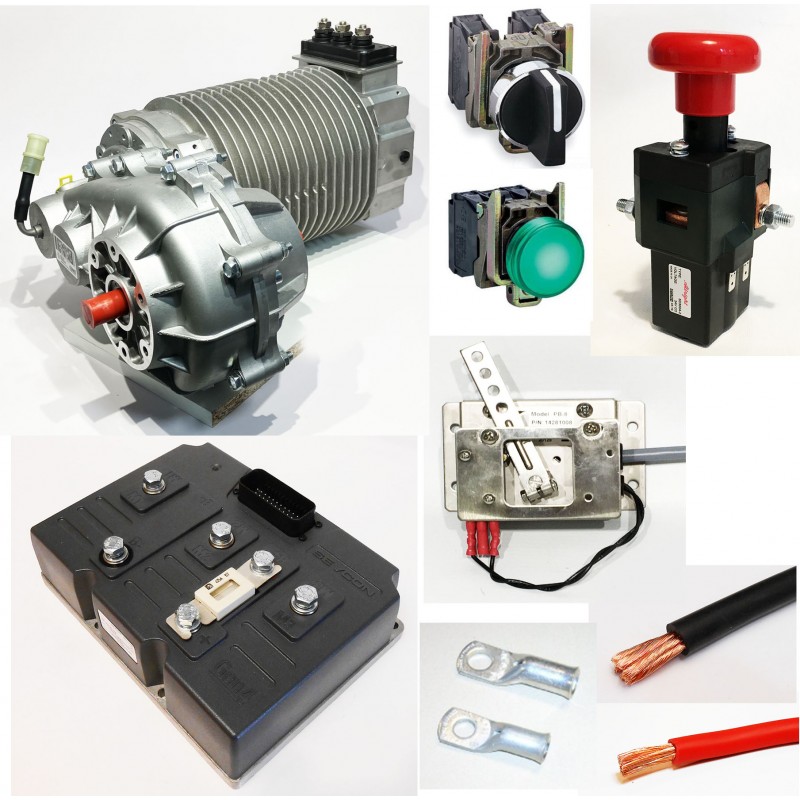 Vehicle electrification kit 48V 450A ABM asynchronous motor 10kW and gearbox without battery