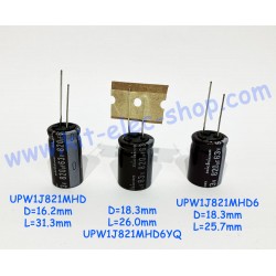 Capacitor NICHICON 820uF 63V PW(M) 105°C