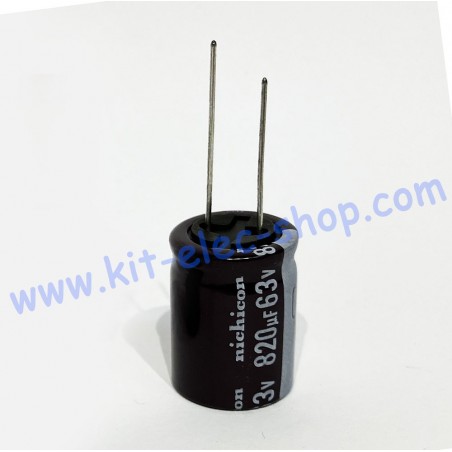 Capacitor NICHICON 820uF 63V PW(M) 105°C