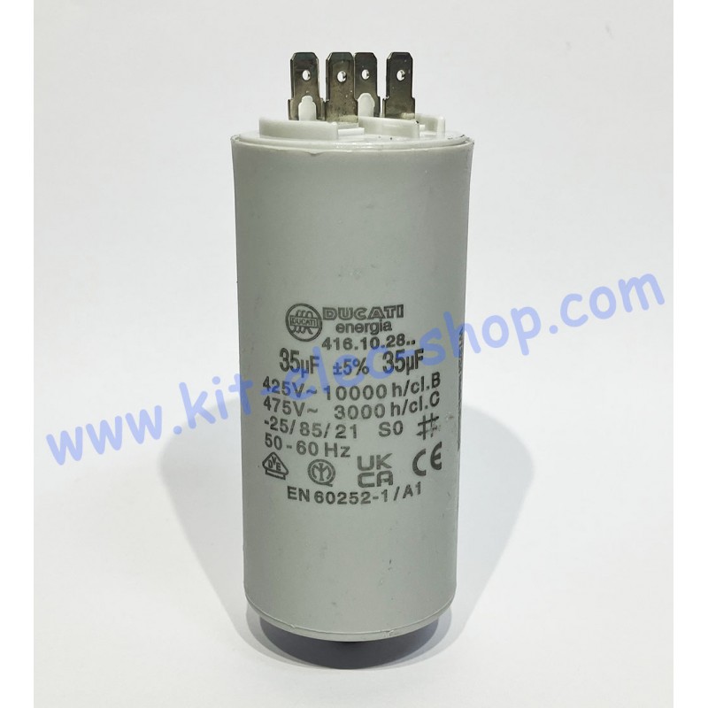 Start-up capacitor 35uF 450V DUCATI double faston screw 416.10.28