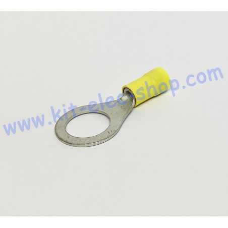 Yellow 12mm ring crimp terminal for 6mm2 cable