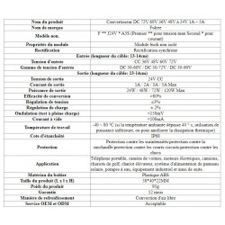 Convertisseur DC-DC FULREE 48V vers 24V 1A 24W