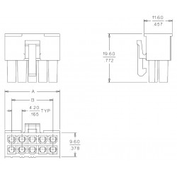 Connecteur MOLEX mâle 14 broches avec 14 contacts femelle