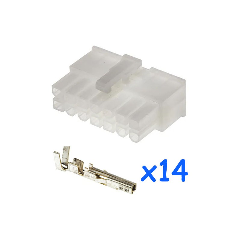 Connecteur MOLEX mâle 14 broches avec 14 contacts femelle