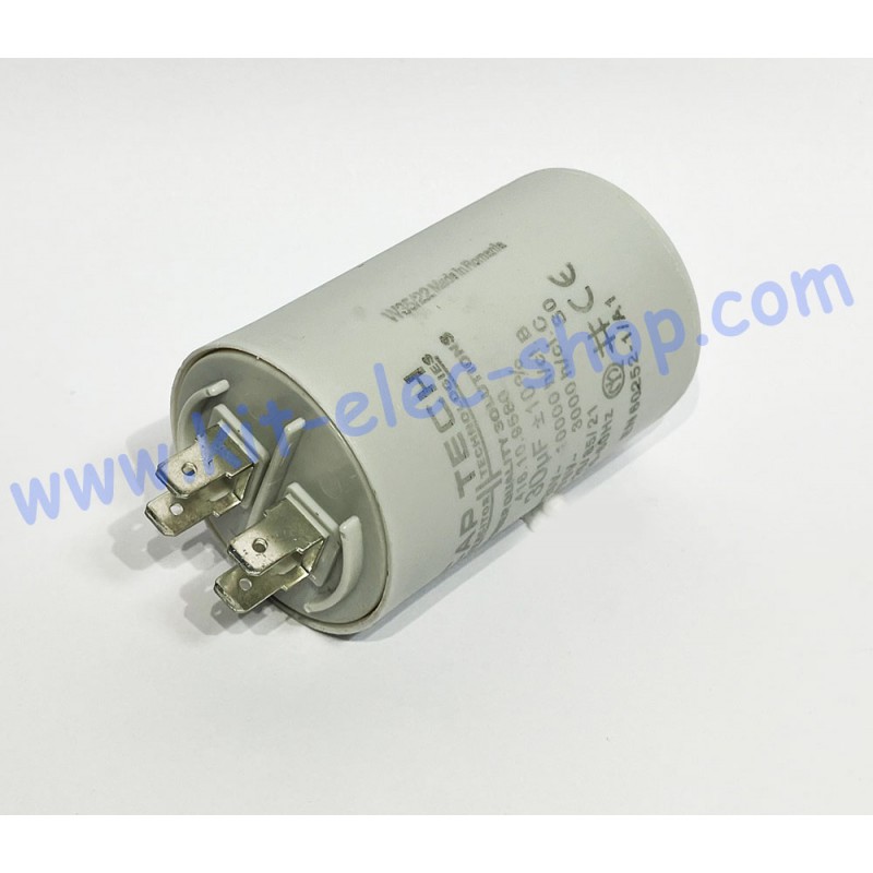 Start-up capacitor 30uF 425-475V CAPTECH double faston 68mm 416.10.9580