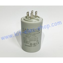 Start-up capacitor 30uF 425-475V CAPTECH double faston 68mm 416.10.9580