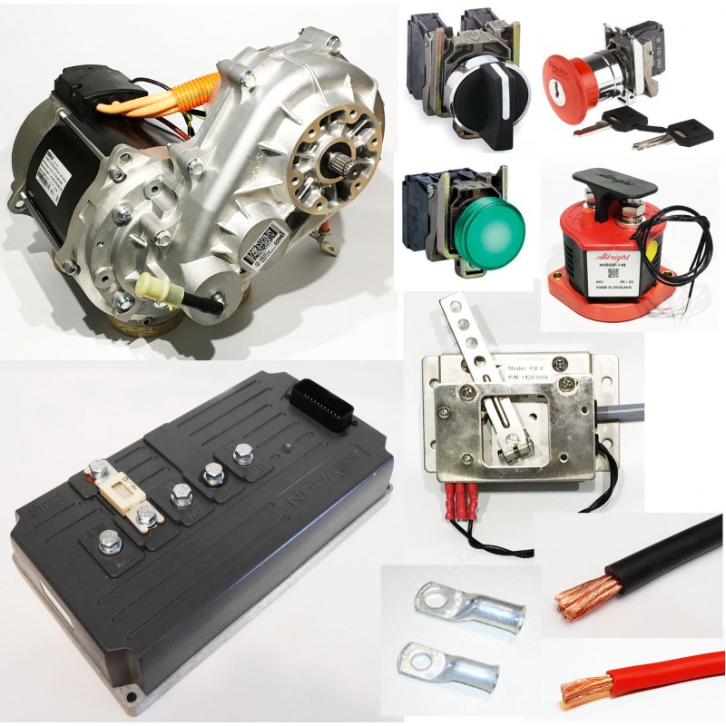 Vehicle electrification kit 48V 650A asynchronous motor 12kW and gearbox 80 without battery