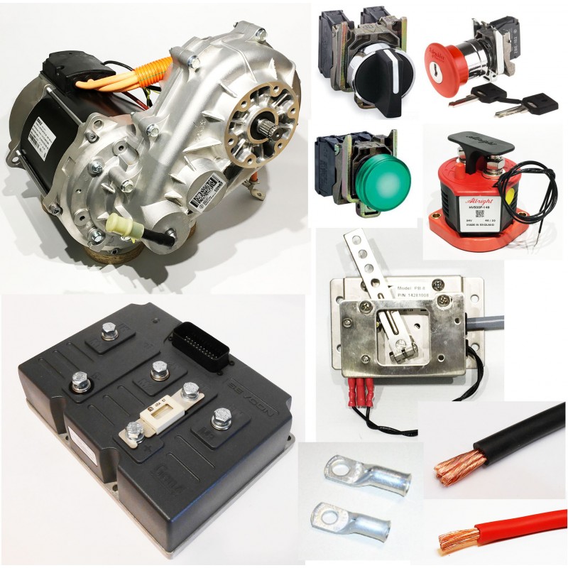 Vehicle electrification kit 48V 450A asynchronous motor 12kW and gearbox 45 without battery