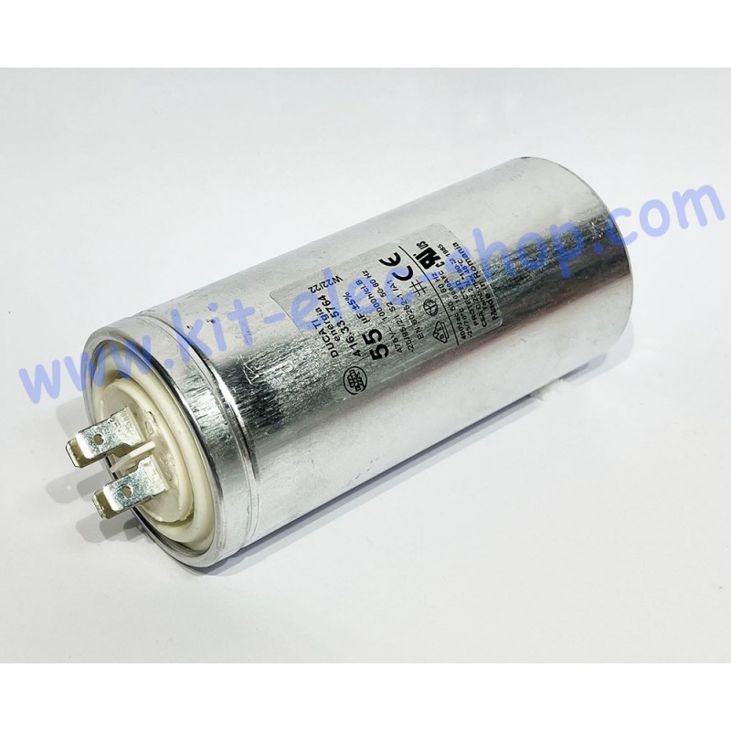 Start-up capacitor 55uF 400/500V DUCATI double faston aluminium 416.33.5764