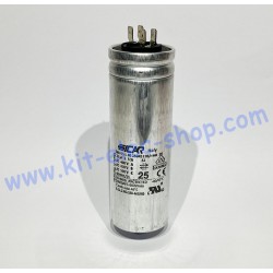 Aluminium starting capacitor 25uF 450V ICAR ECOFILL MLR25L double faston