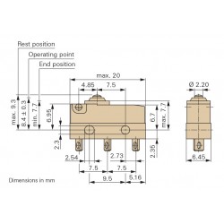 Microswitch with roller lever DC2C-L1RC