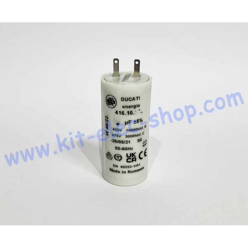 Start-up capacitor 16uF 450V DUCATI single faston 2.8mm 416.17.