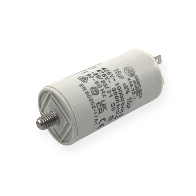 Start-up capacitor 16uF 475V DUCATI single faston 2.8mm M8 screws