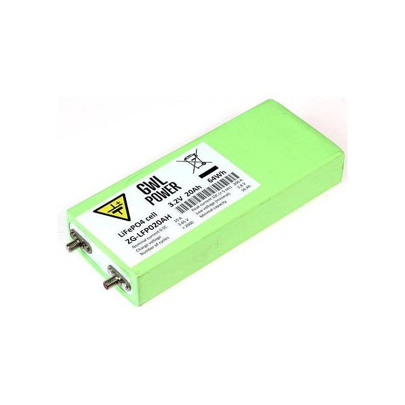 Cellule Lithium ZG LiFePO4 20Ah 3.2V boitier aluminium